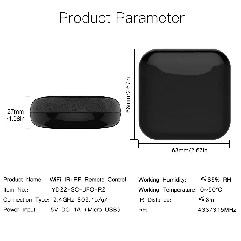 WiFi+RF+IR All-In-One Smart Universal Remote Controller, RF Appliances, Tuya Smart Life App Voice Control with Alexa Google Home