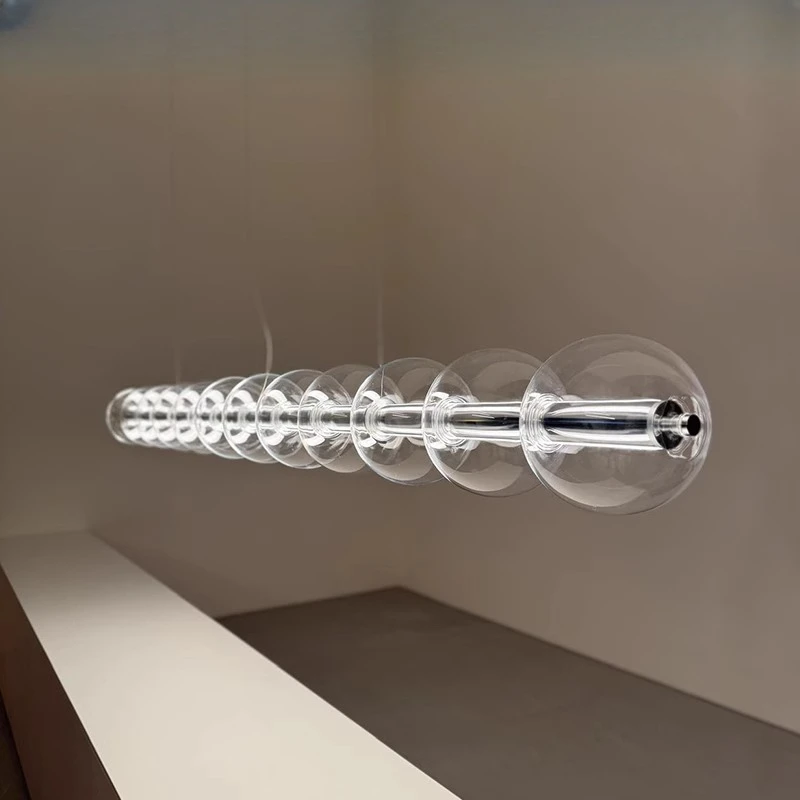 

Minimalist Restaurant Glass Chandelier Designer Island Bar Dining Table