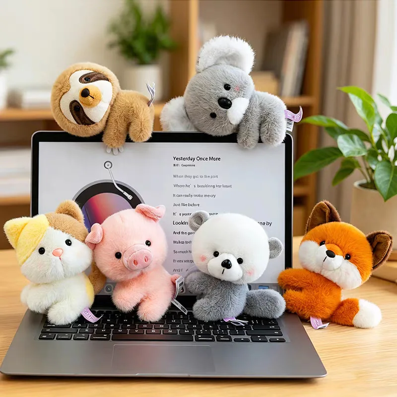 Computer clip koala sloth plush toy kitten fox doll office worker children's gift