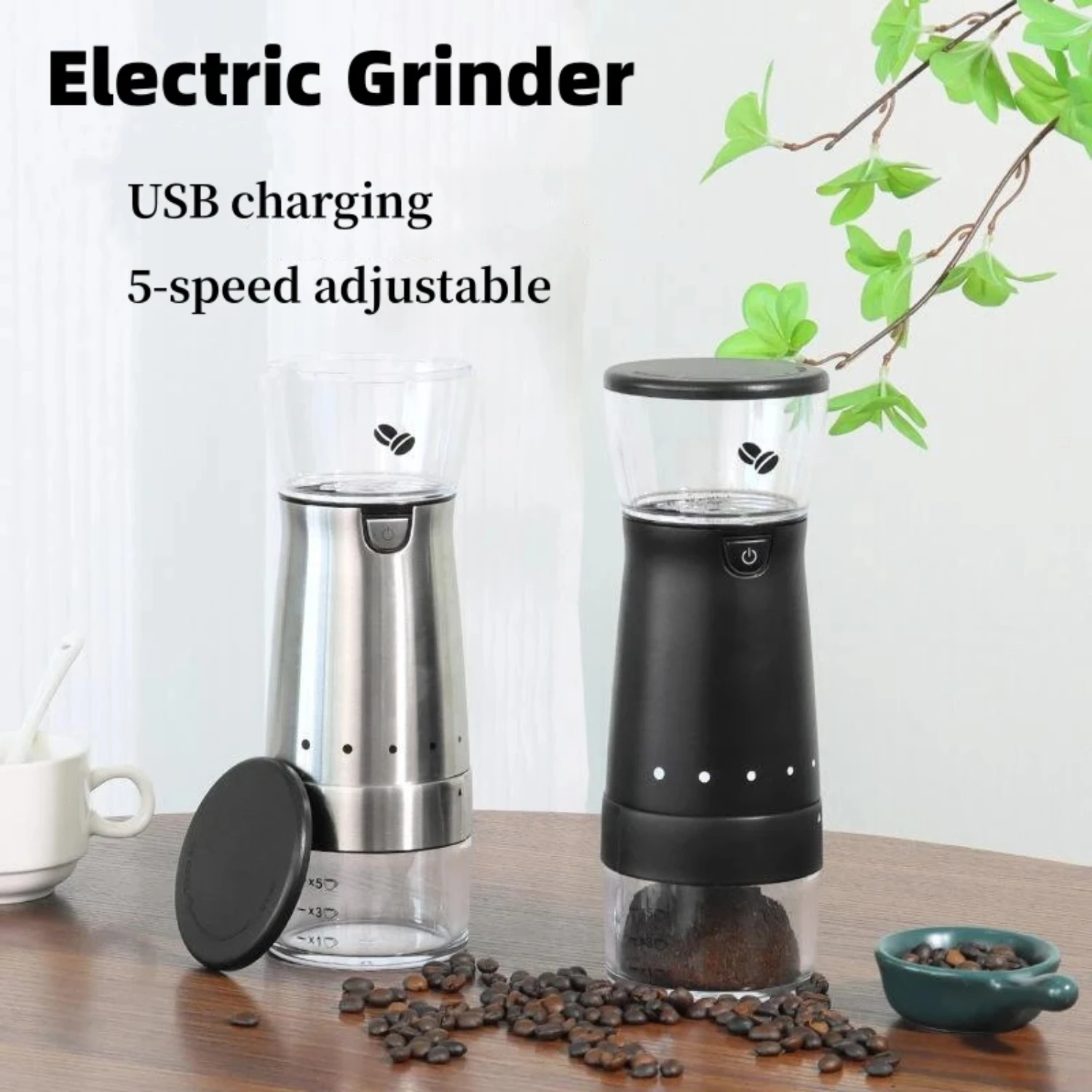 

2023 New Coffee Grinder USB Rechargeable Stainless Steel Manual Coffee Mill Machine Bean Grinders Kitchen Accessories