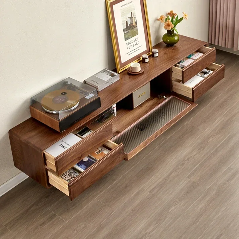 North American black walnut TV cabinet Modern simple audio-visual cabinet Living room floor cabinet