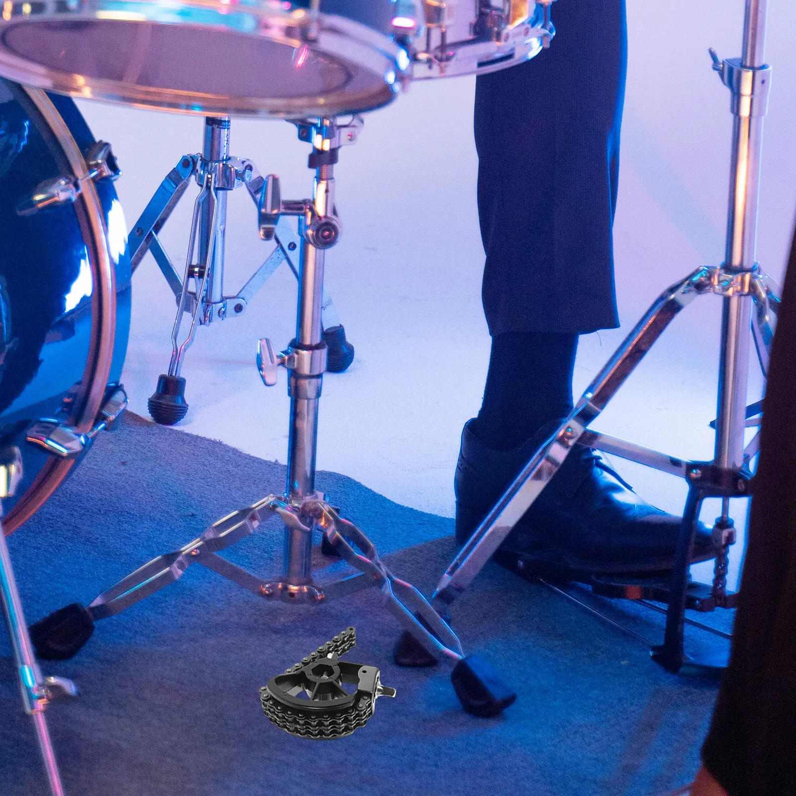 

Одинарная педаль для бас-барабана с двойной цепной системой, черная, устойчивая, для электрических и акустических ударных установок, запчасти для музыкальных инструментов