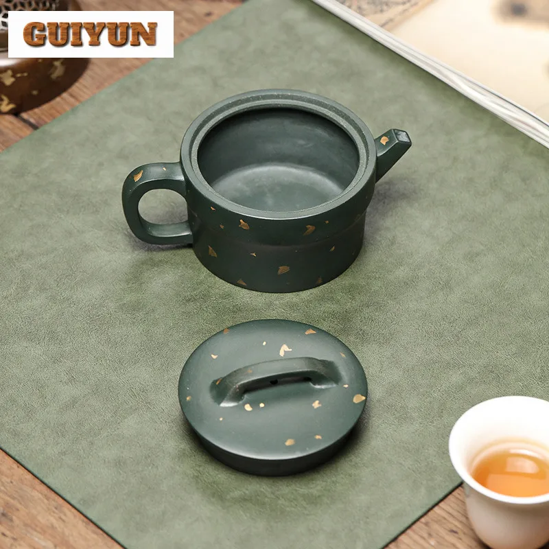 220ml Traditional Yixing Purple Clay Teapots Handmade Sprinkle Gold Large Caliber Pot Raw Ore Azure Mud Kettle Zisha Teaset Gift