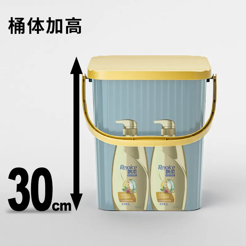 Premium Sturdy Square Plastic Storage Bucket with Lid, High-Deep Stackable Stool & Shower Basket, Portable Handle, Thickened Tub