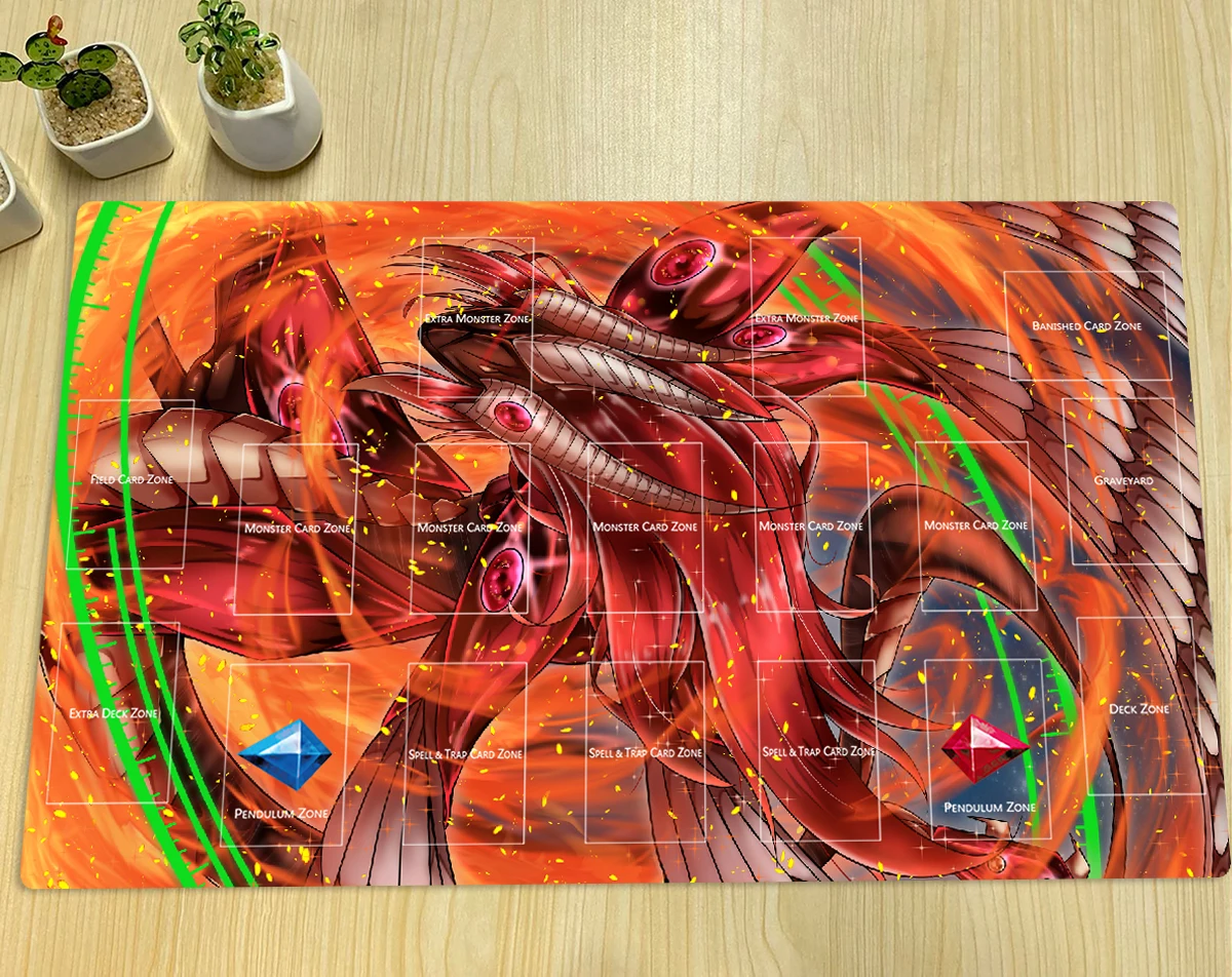 Yugioh Majestic Red Dragon Play Mat Tcg Ccg Board Game Trading Card Game Mat Anime Muismat Rubber Bureau Mat zones & Gratis Tas