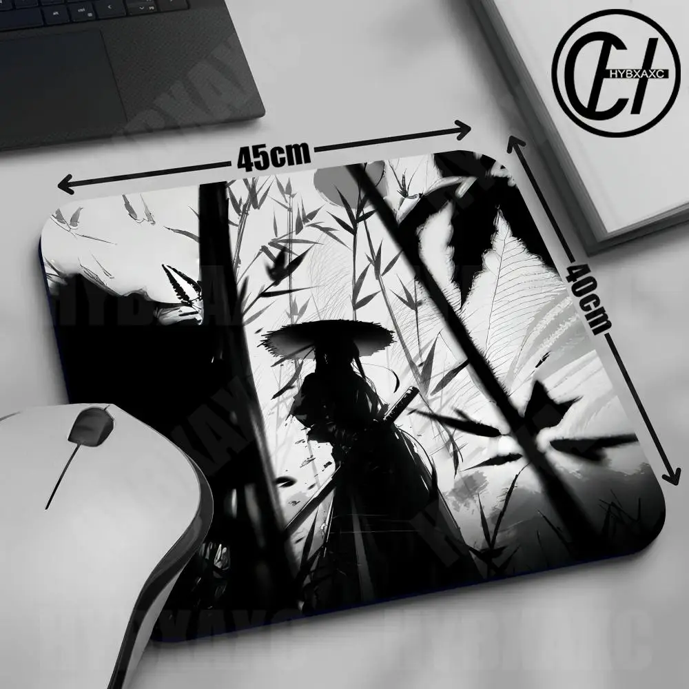 Japanese Sakura Samurai Black Mouse Pad Computer Gamer Table Mat Desk PC Mousepad 450x400 Gaming Computer Mat Laptop accessories