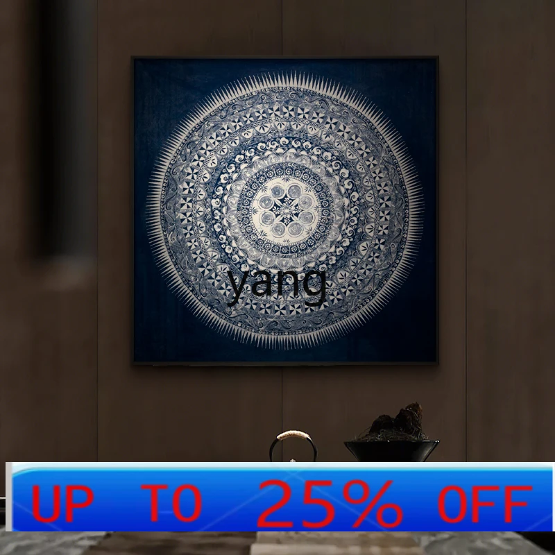 yjq new Chinese blue pattern hanging painting medieval imitation batik decoration