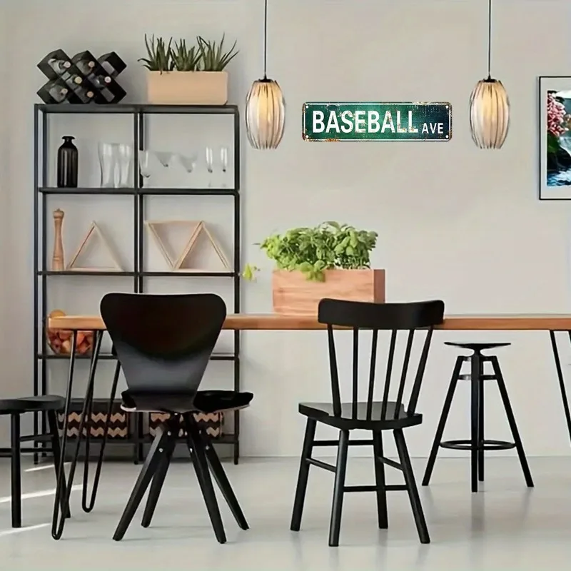 Vintage Baseball Bat Wall Decor - Heavy-Duty Iron 40.6cm Sports Memorabilia for Man Cave, Indoor/Outdoor Rustic Green/White Gift