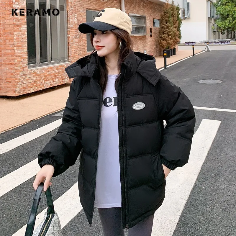 Women\'s Vintage Harajuku Long Sleeve Outerwear Hood Maxi X-Long Parkas Casual Solid Color Jacket 2023 Winter Retro Warm Coat