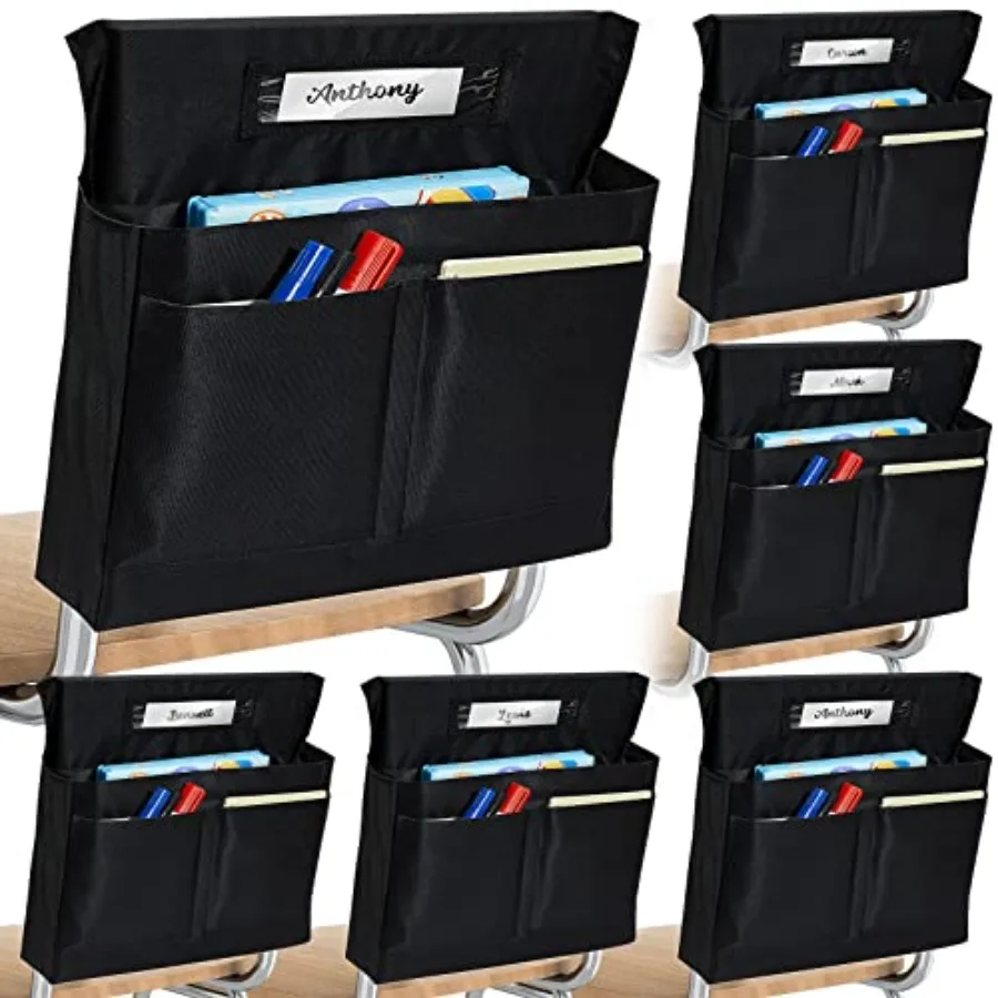 6 Pack 18 x 17 Inch Chair Pockets for Classroom Pockets Organizer with 4 Chair Storage Slot Without Name Tag Chart Desk Seat Ba