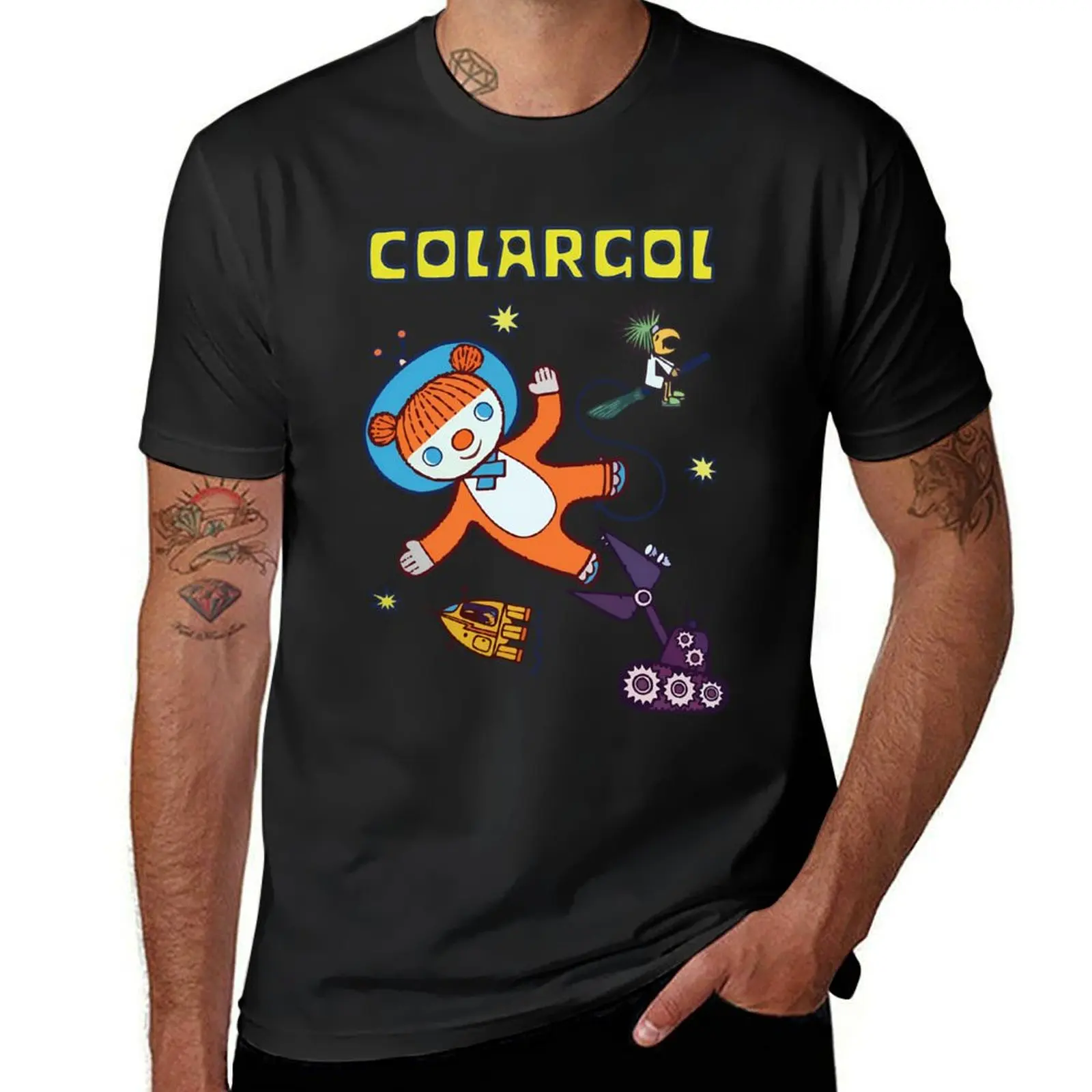 

Colargol Bear in Space T-Shirt boys whites custom shirt blacks Men's cotton t-shirt