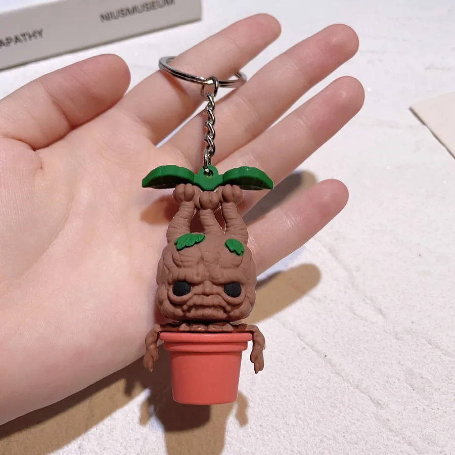 Mandrake Grass PVC Keychain para Homens e Mulheres, Chaveiros, Estátua Estatueta, Pingente, Favores Do Partido, Presentes, Atacado