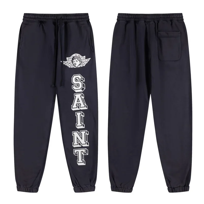 New American Washed Old SAINT Casual Pants  Men's Women's Comfort Trousers High Quality Letter Printed SAINT Sweatpants