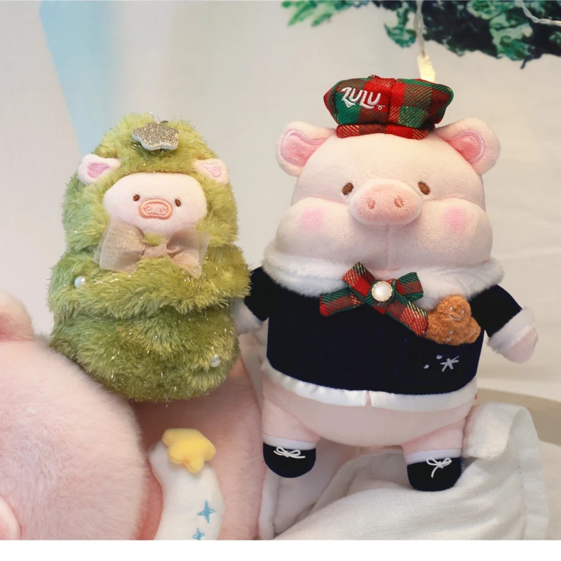 Lulu Pig Kerstserie Pluche 18cm Pop Dierenspeelgoed Winter Plushie Kerstboom Hangend Ornament Decoratie Vakantiecadeaus
