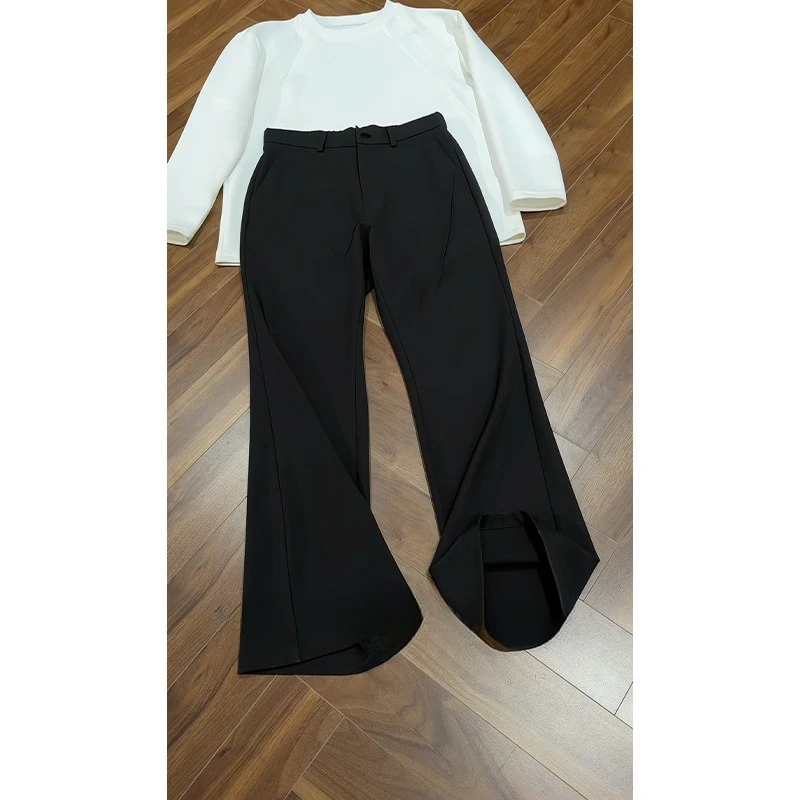 Pant Micro-flared Pleated Trousers Spring New Fashionable Comfortable All-matching Solid Simple Loose Casual Wide-leg