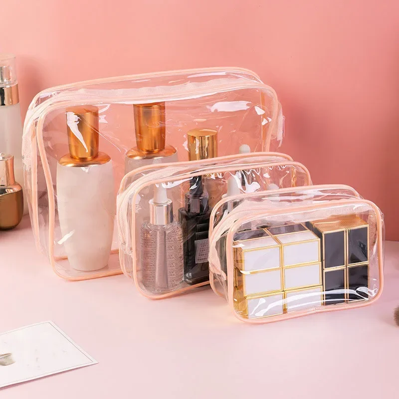 Men Women Travel Bath Wash Toiletry Storage Bags PVC Transparent Cosmetic Bag Clear Zipper Makeup Bags Organizer Make Up Case