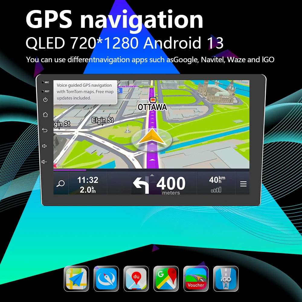 3 + 32G 910 بوصة أندرويد 13 مزدوج الدين ستيريو السيارة QLED شاشة تعمل باللمس راديو السيارة مع Carplay وكاميرا أندرويد GPS Navi FM BT #1