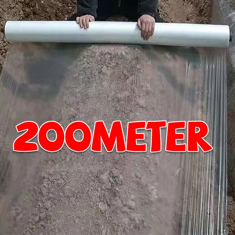 

200M Transparent Plastic Greenhouse Sheeting Vegetable Agriculture Frost Protection Small Arch Shed Film for Garden Plant Cover