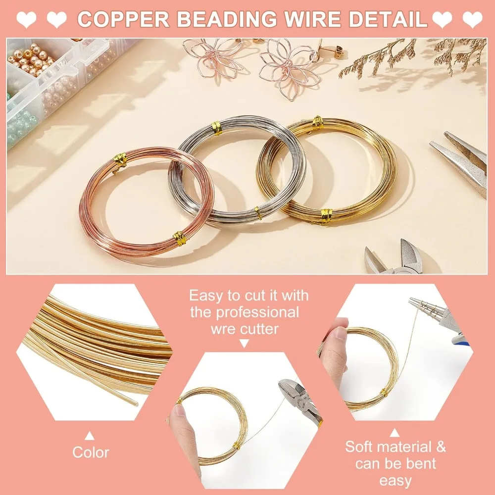 20Feet Nickel Silver Wire Half Round Craft Wire, 23 Gauge White Copper Beading Wire for Jewelry Making, Wire Wrapping, DIY Arts