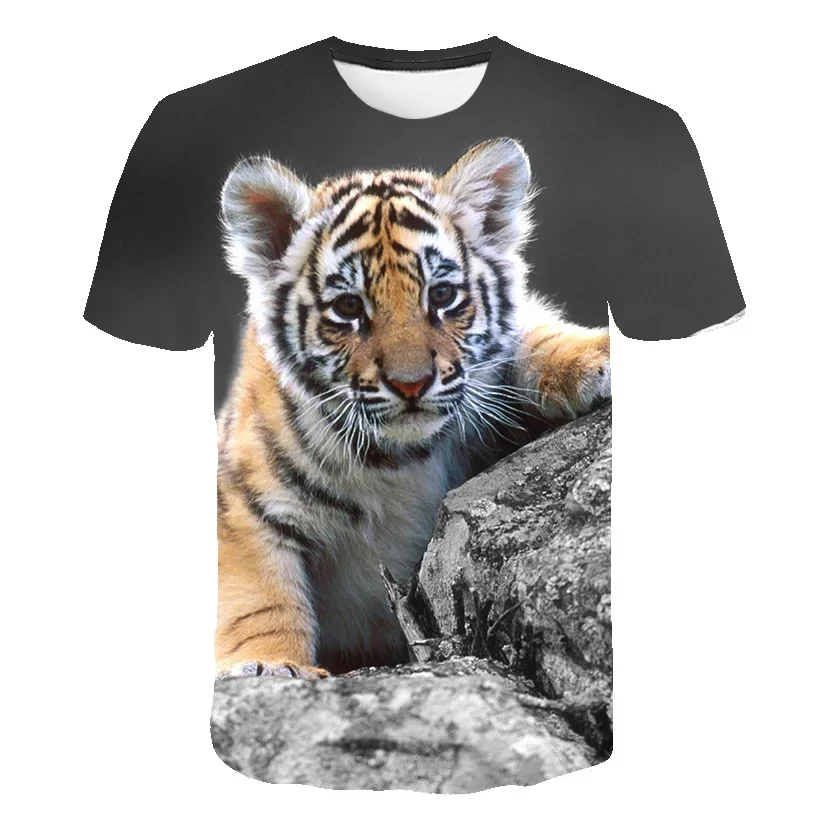 New Tiger Leopard 3d Printing Animal Cool T-shirt Men's Summer Sports Fitness Lightweight Breathable Top Fashion Streetwear