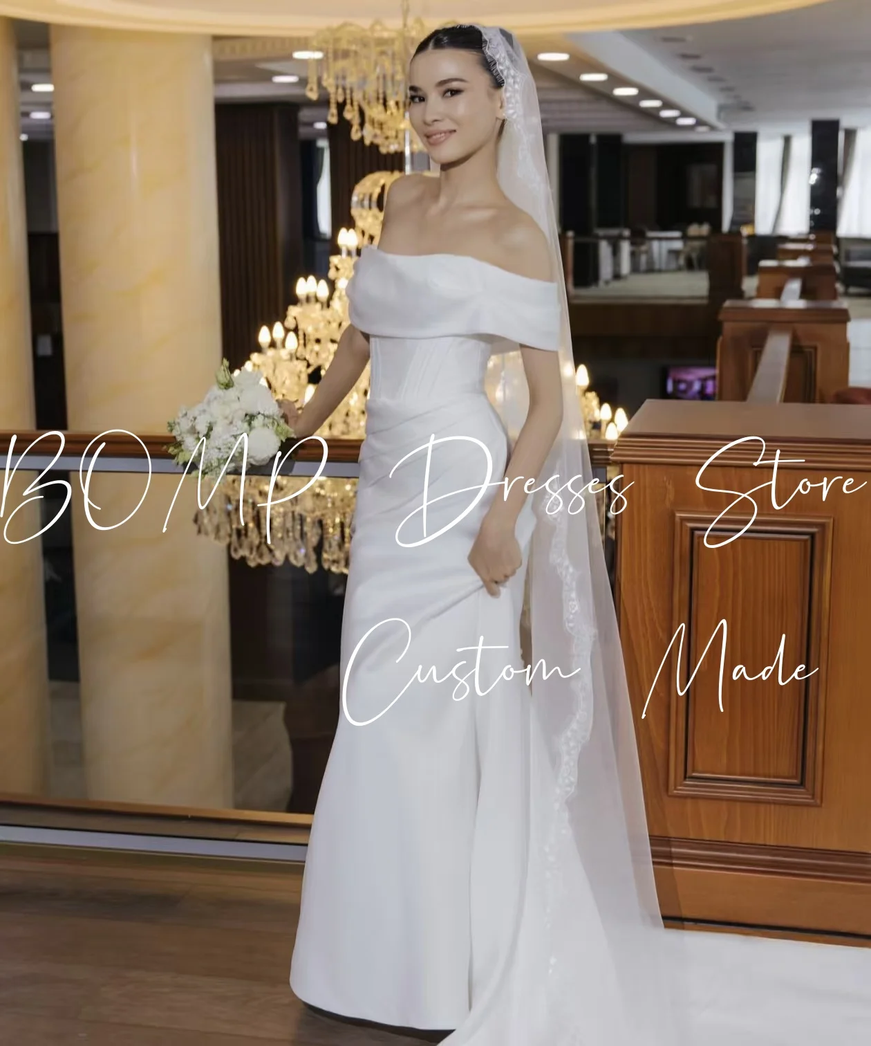 Bomp elegante vestido de casamento querida fora do ombro plissado sereia trem varredura branco tafetá vestido de noiva personalizado novia