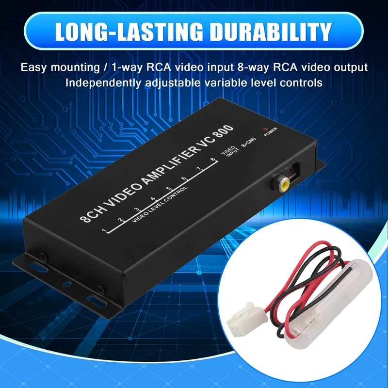 DC12V Car Auto 1 To 8 Output Video Signal Spliter Amplifier For DVD/LCD/TV Video Spliter MX1322