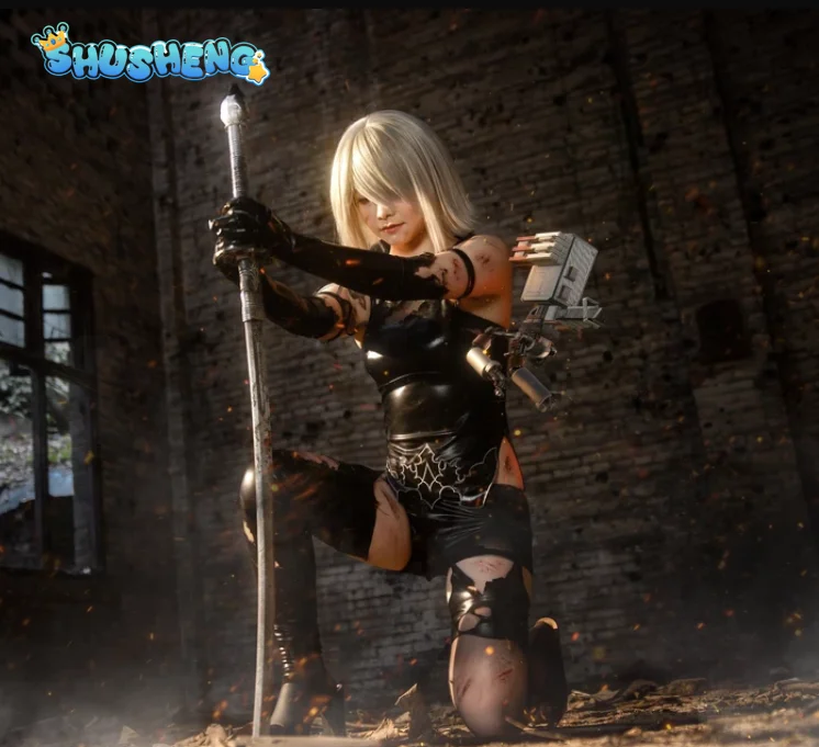 

Йорха №. Костюмы для косплея Game Automata, 2 модели, женские сексуальные черные кожаные комбинезоны, перчатки, носки, униформа для Хэллоуина и карнавала