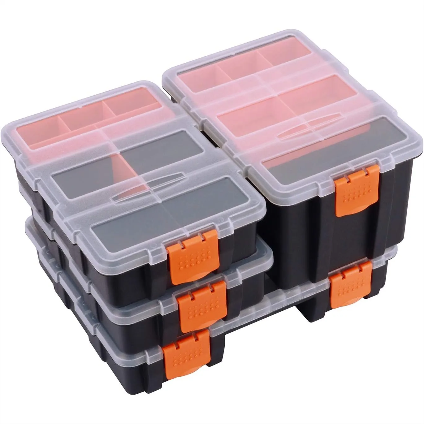 

Hardware & Parts Organizers 4-Piece Set - Versatile Durable Storage Toolbox with Removable Dividers for Small Tools, Bolts