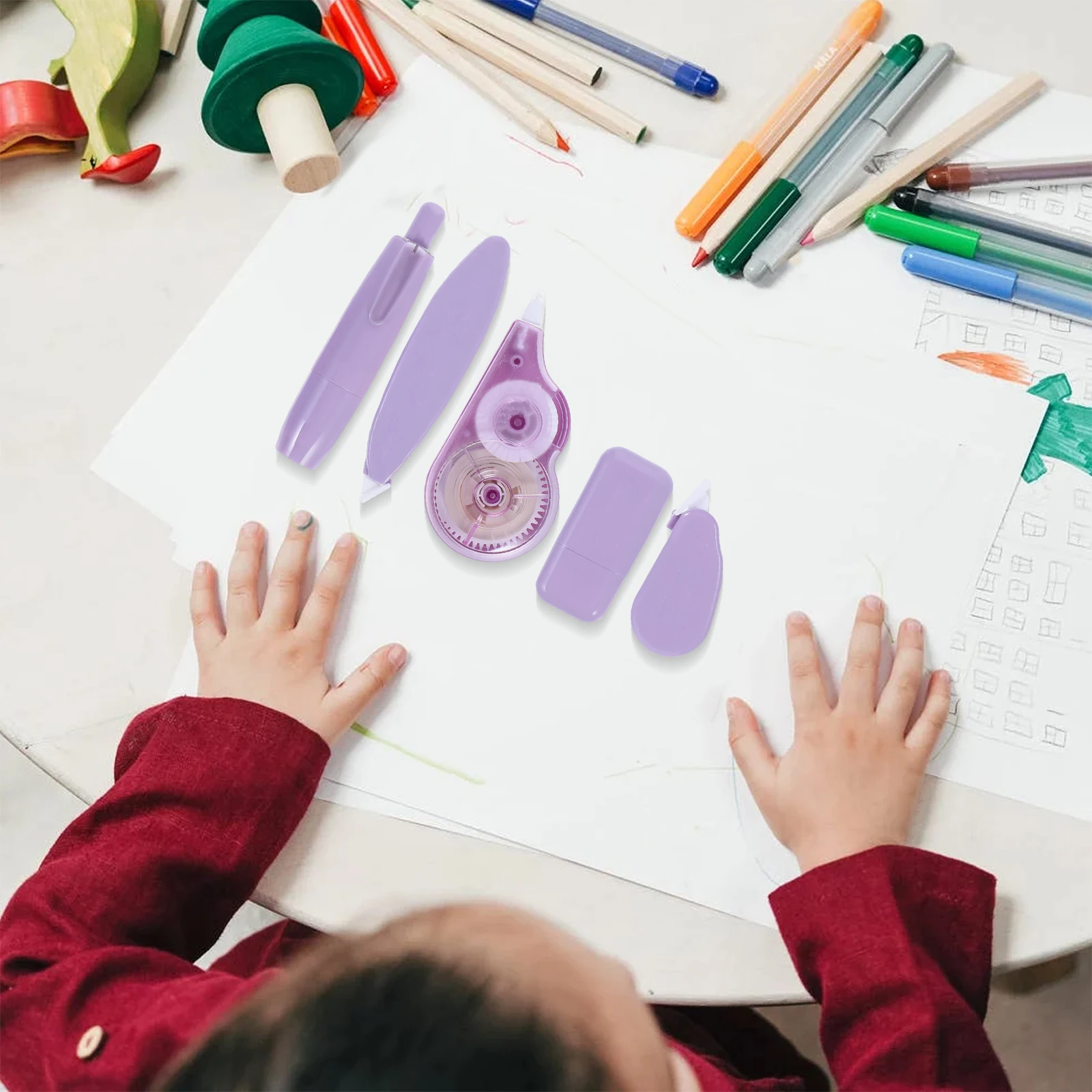 

5pcs Correction Set Multifunctional Roller Tape For Books Journals Note Taking Silent Portable School Office Stationery