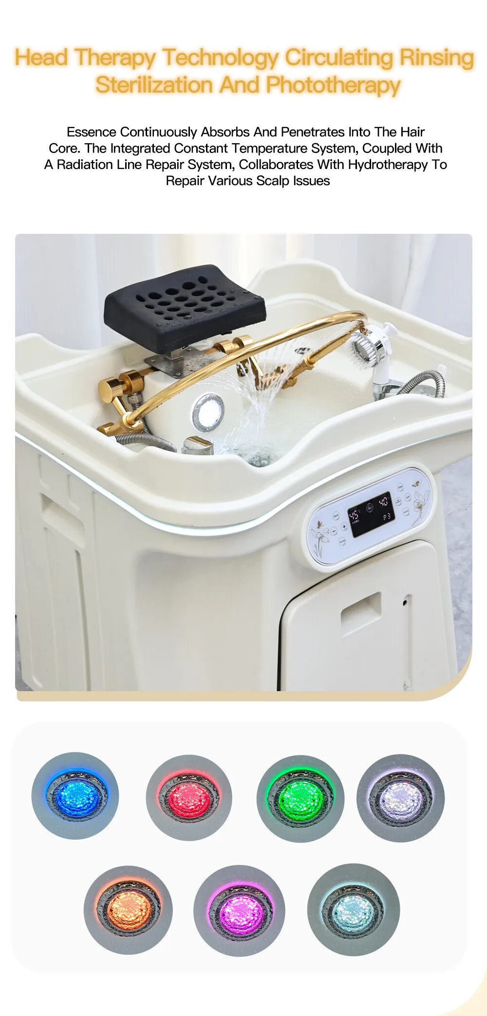 Tragbares Haarwaschbecken Mobile Shampoo-Schüssel mit 60L Wassertank Thermostatische Heizung Zirkulation Befeuchtungs-Kopf-Spa-Maschine – Detail 12