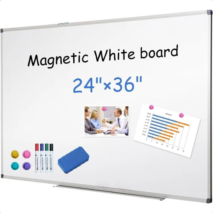

Magnetic Dry Erase Board 24x36 Inches Aluminum Frame Whiteboard for Wall Durable Writing Surface for Office Classroom Home Use