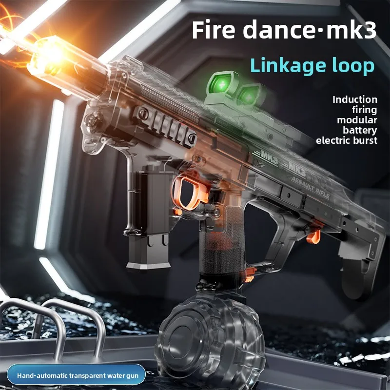 

Fire Dance MK3 Water Gun Toy Linkage Returning Cool Light Electric Repeating Hair Boy and Girl Summer Water Play Gift