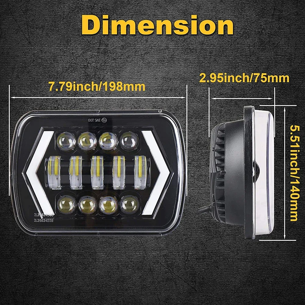 5x7 بوصة المصابيح الأمامية ختم شعاع Led كشافات العنبر بدوره إشارة 2 قطعة ل جيب شيروكي XJ YJ MJ تشيفي S10