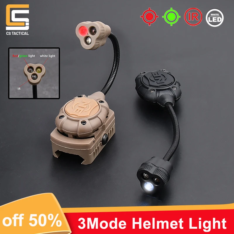 WADSN Tactical Helmet Light Mpls 3 Mode LED Helment Lights Airsoft Military Fast Hunting Helmet Signal Lamp Green Red IR