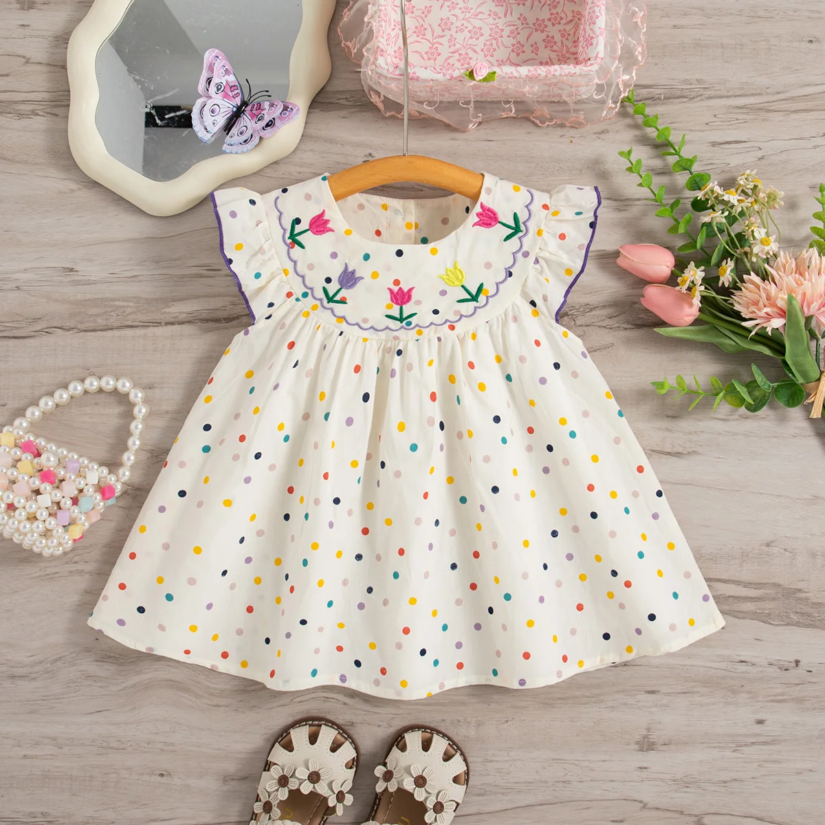 white christmas dresses Isla Chambray Baby Dress + Bloomer (Organic Cotton) Ocean Blue / 6-12M