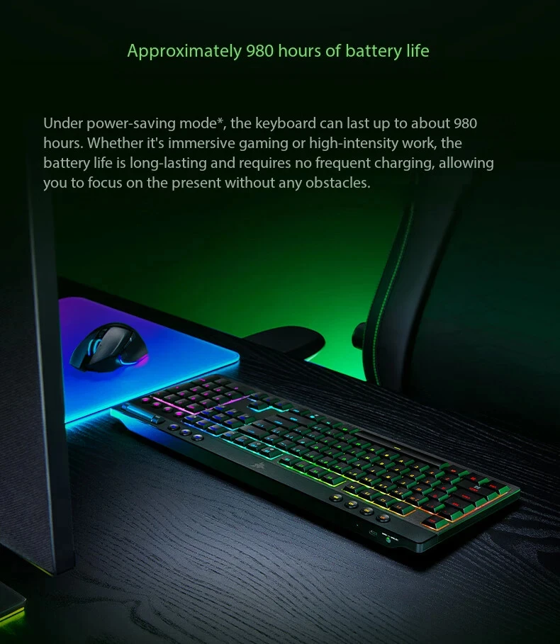 Keyboard Razer BlackWidow Spider V4 Low Profile HyperSpeed - Tiga Mode Koneksi: Berkabel/Nirkabel/Bluetooth