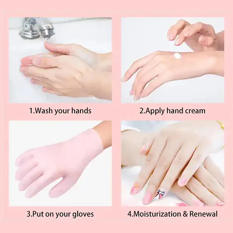 1 paio di guanti idratanti per le mani guanti per l'umidità in Silicone donna uomo guanti Spa lavabili per dormire morbidi strumento per la cura della pelle delle mani invernali