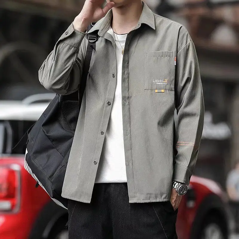 New Autumn Fashion Brand Black Casual Shirt Spring and Autumn Handsome Jacket Long Sleeve Work Jacket for Boys