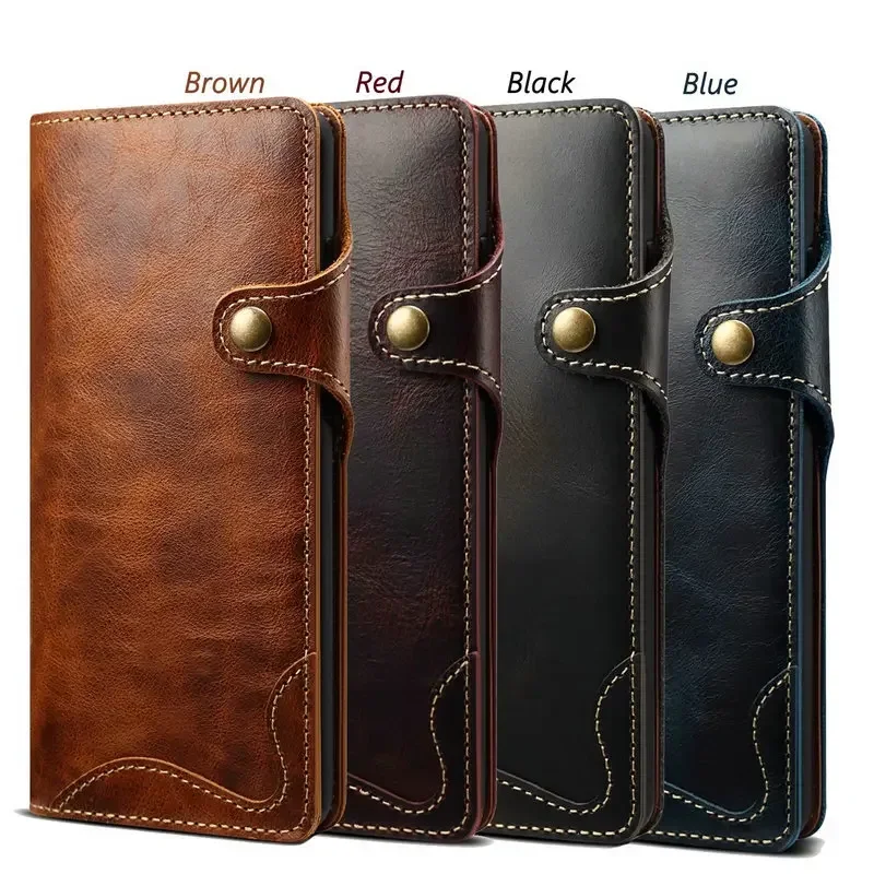 For Samsung Galaxy S23 S22 S20 S21 S24 Handmade Genuine Cow Leather Case Cover Galaxy Note 20 Ultra S20 S23 FE Retro Wallet Bags