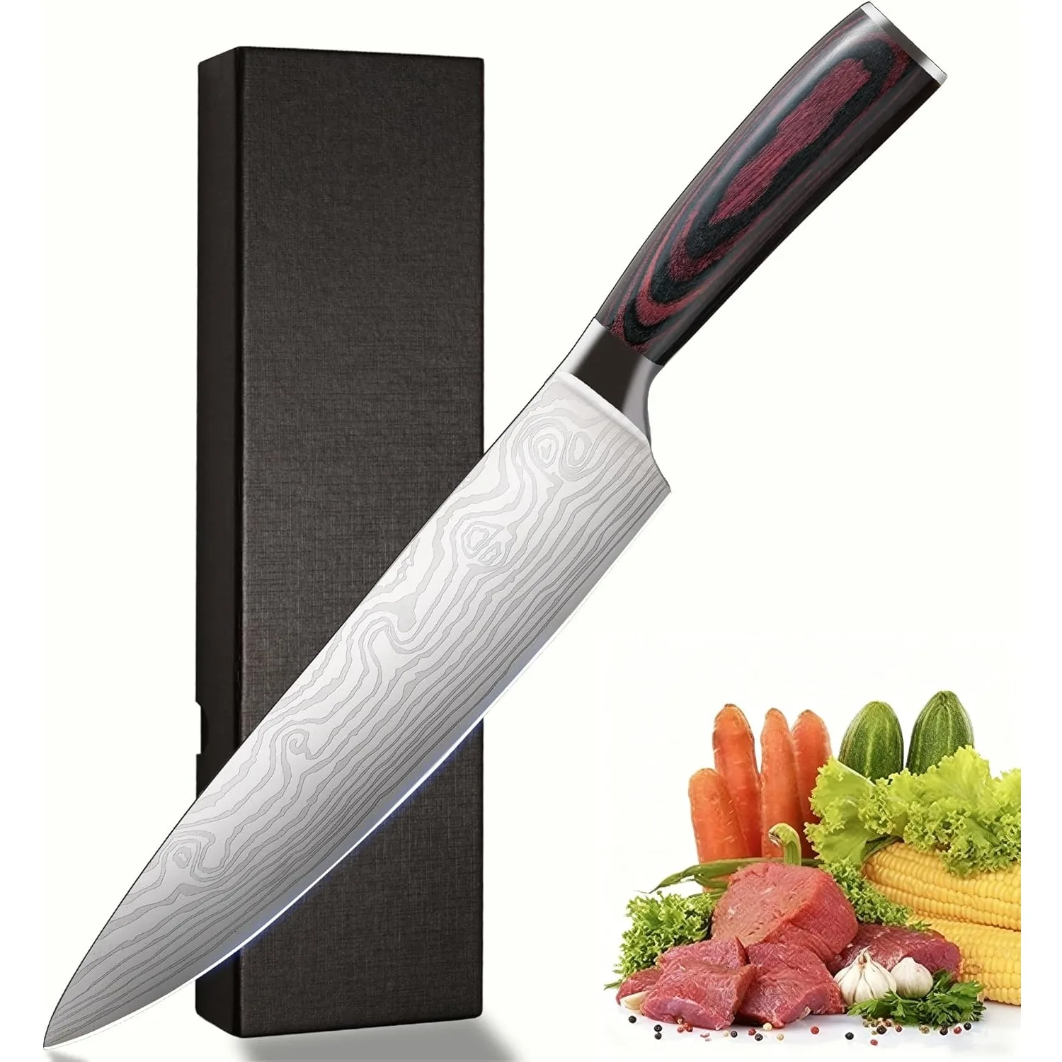 

New Arrival Premium 8-Inch Damascus Chef Knife - Japanese Style Kitchen Knife with Gift Box for Home & Kitchen Cooking