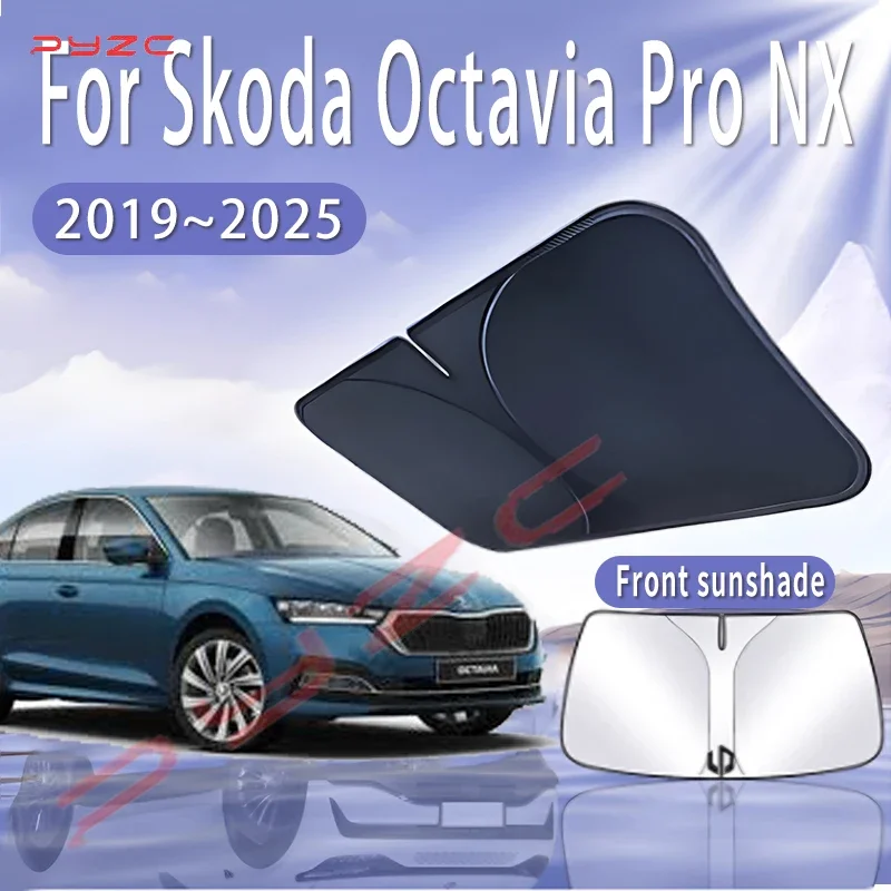 Car Sun Visor For Skoda Octavia Pro NX 2019~2025 2023 Front Windshield Sunshade Heat Insulation Summer Colling Auto Accessories