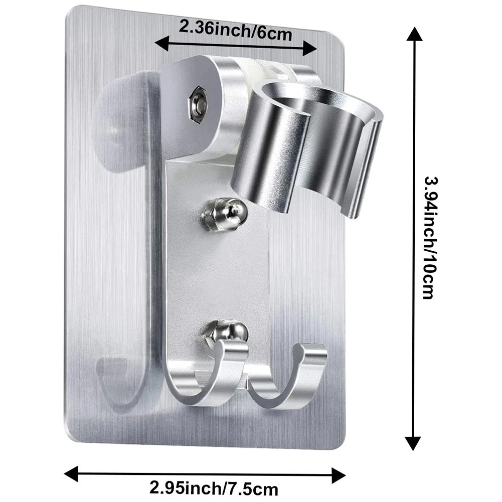 Shower Bracket Shower Head Holder 1PC Adjustable Aluminum Bracket Strong Adhesive Wall Mount For Most G1/2-Type