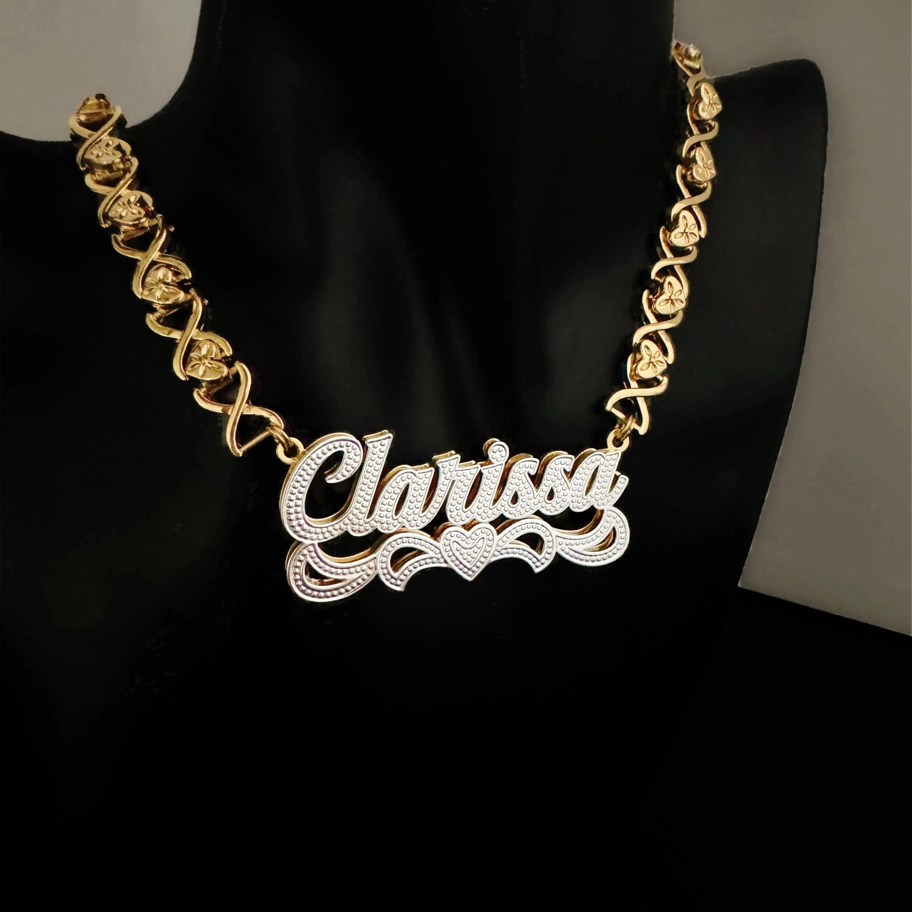 

Teddy XO Chain Name Necklace - 18K Gold Plated Double Nameplate Custom 3D Name Personalized Jewelry Gift for Women Kids & Teens