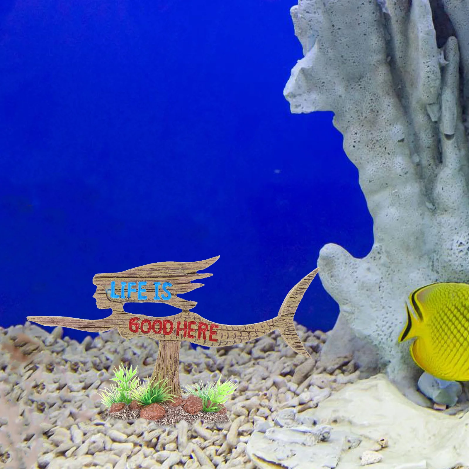 

1Pcs Resin Mermaid Board Aquarium Decoration Fish Tank Landscaping Decoration Fish Shuttle Place Resin Ornament