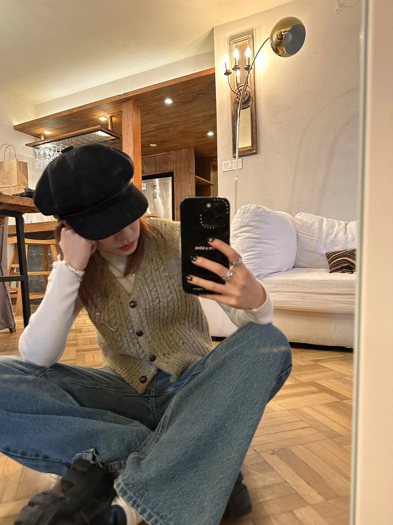 

LelyMooch 24SS Cardigan Vintage Patchwork Loose Outerwear Knitted Vest Multi-Functional Sle Commute Wind V-Ne Button Detail