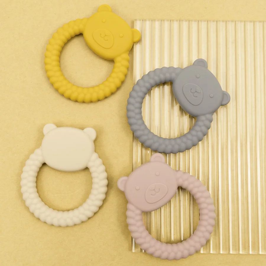 1PC Cartoon Bear Baby Teether Toy Soft Silicone Bracelet Newborn Feeding Teething Chewing Toy Molar Care Baby Accessories