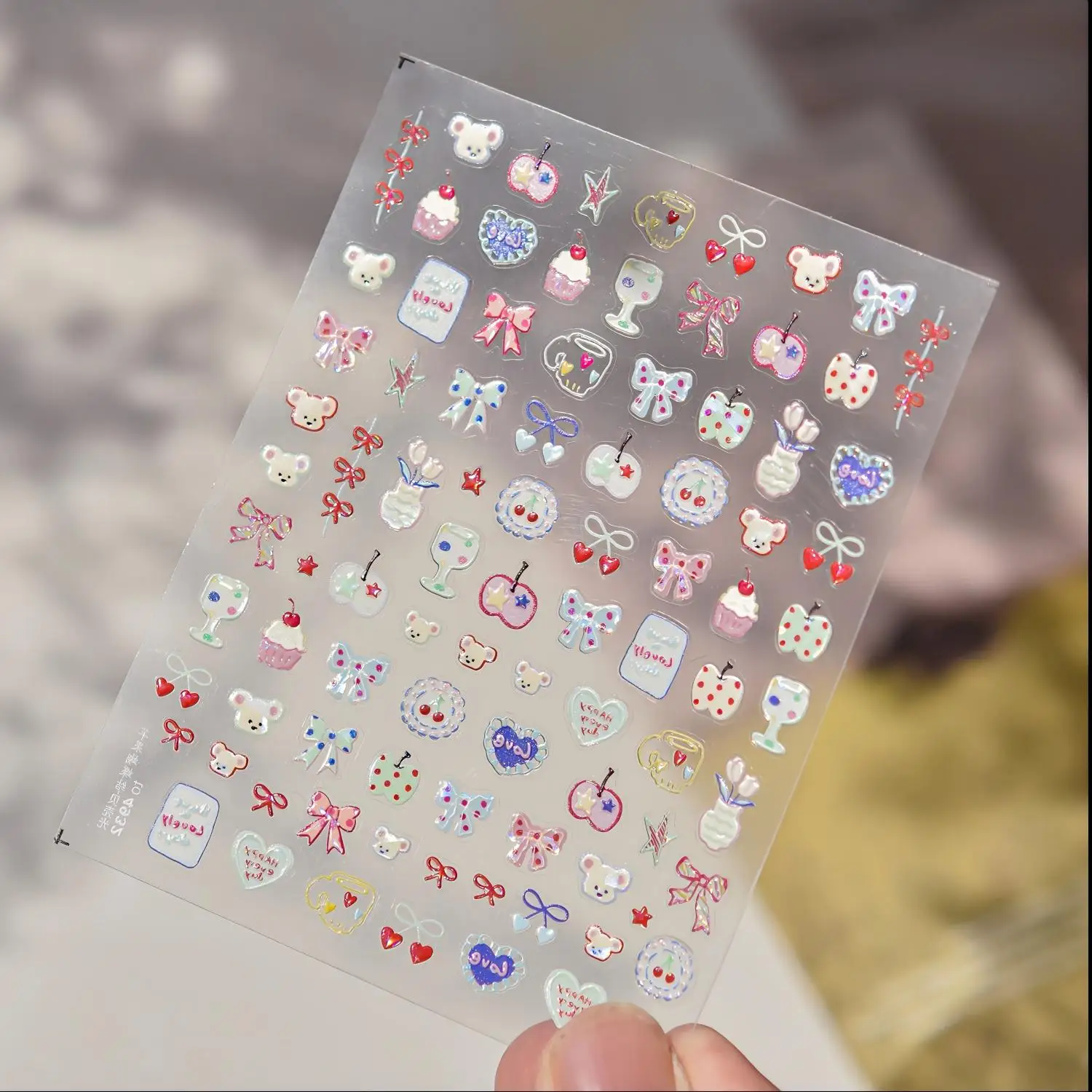 Autocollants pour ongles ours mignon Portable 5D, 1 pièce, adorables ornements pour Nail Art, parfaitement adaptés aux autocollants Girly de Style décontracté Kawaii