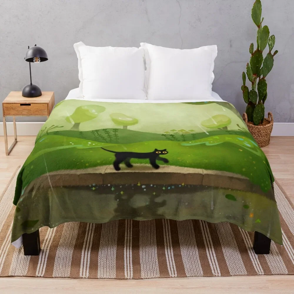 

Kitty on a rainy day Throw Blanket Luxurious Soft Fuzzy Blanket for Sofa Bed