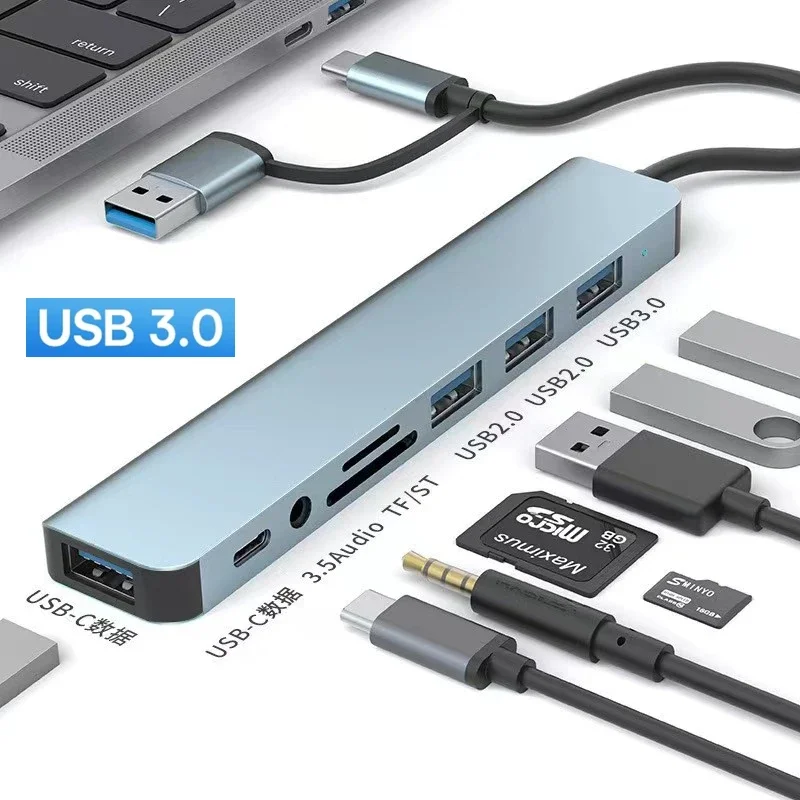 8 IN 2 USB HUB C type-c HUB USB C to USB 3.0 HDTV-Compatible Dock for MacBook Pro For Nintendo Switch USB-C Type C 3.0 Splitter