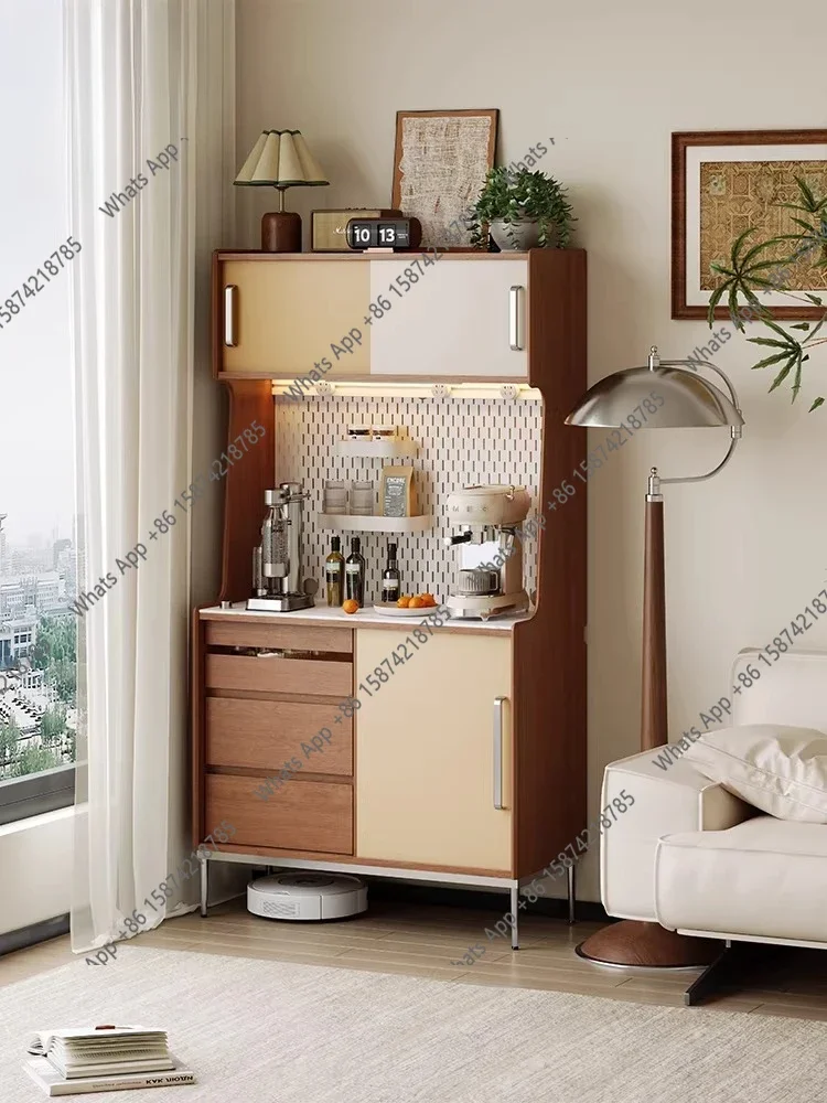 U Retro Dining Side Cabinet Integrated Storage Cabinet Water Dispenser Tea Cabinet Solid Wood Color Matching Medium And Antique